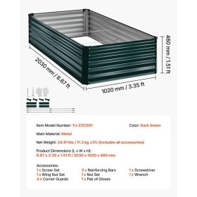Galvanized Raised Garden Bed, 6.67 X 3.35 X 1.51 Ft, Rectangular Metal Planter Box Kit Outdoor, Rustproof Elevated Planting Box With Gloves, Alu- (Option: Black)